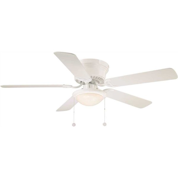 National Brand 52 in. Hugger Indoor White Ceiling Fan with Light Kit AL383ILED-WH
